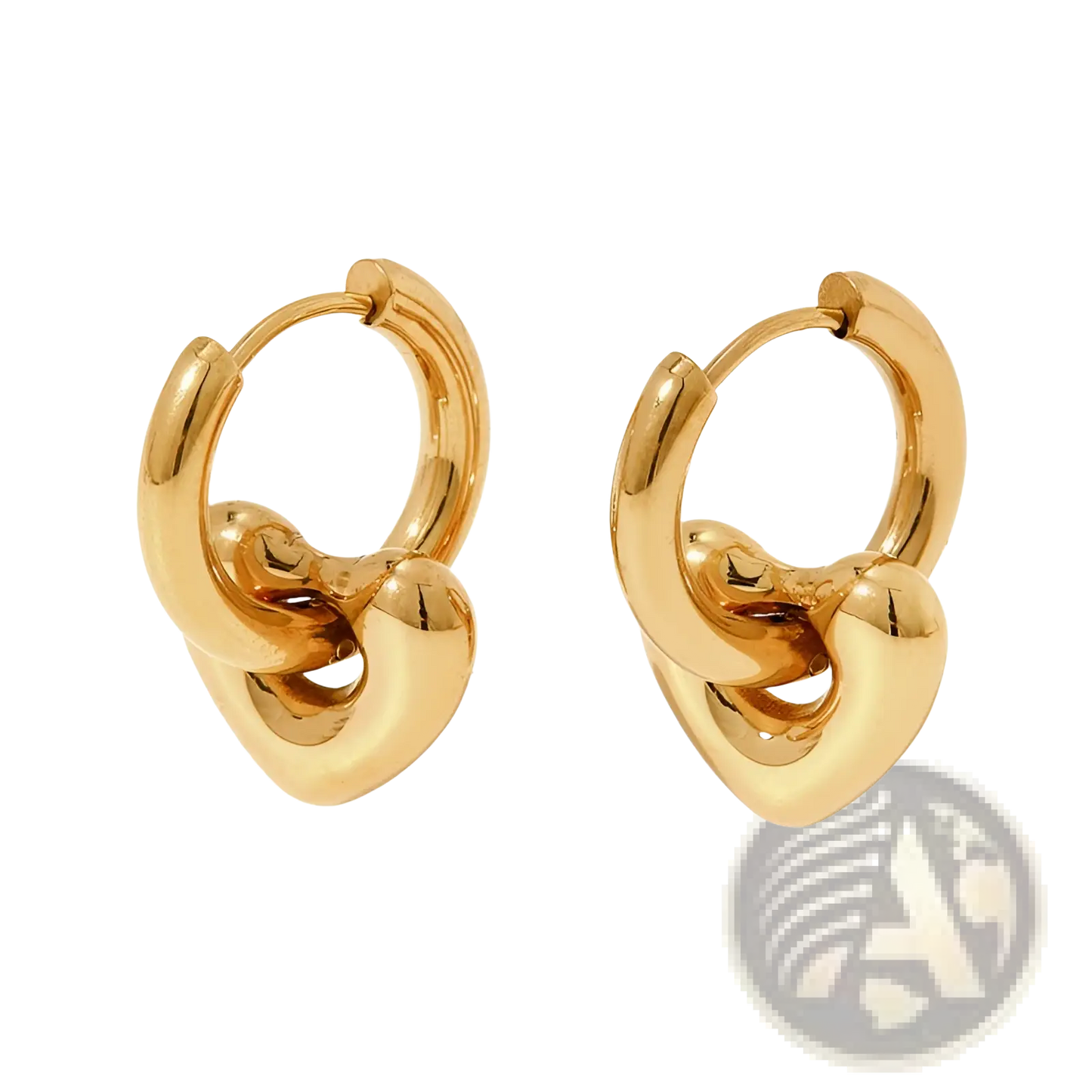 Polished Stainless Steel Geometric Charm Hoop Earrings