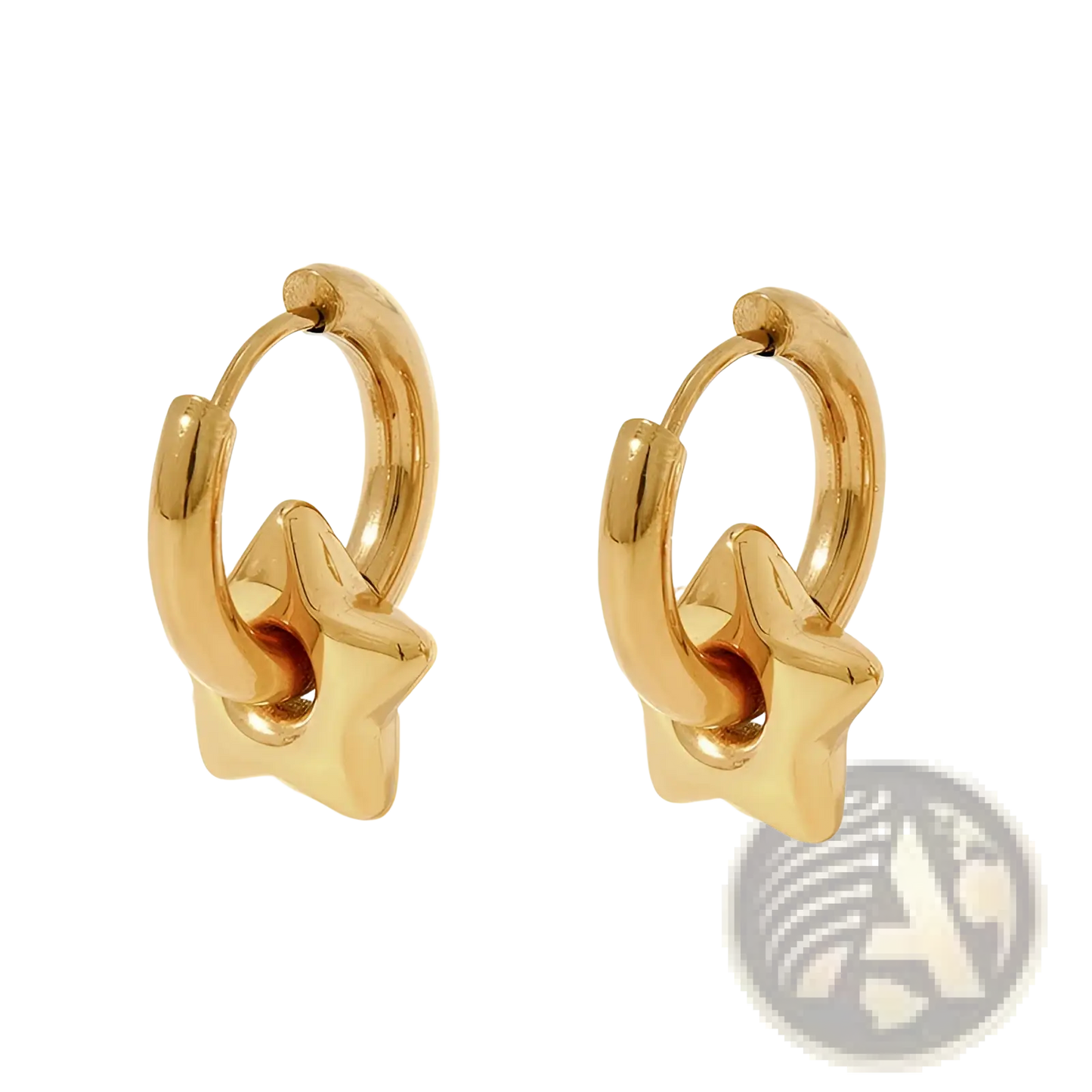Polished Stainless Steel Geometric Charm Hoop Earrings