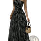 Polka Dot off Shoulder Strapless Maxi Dress