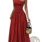 Polka Dot off Shoulder Strapless Maxi Dress