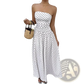 Polka Dot off Shoulder Strapless Maxi Dress