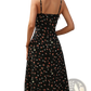 Polka Dot Spaghetti Strap Split Midi Dress