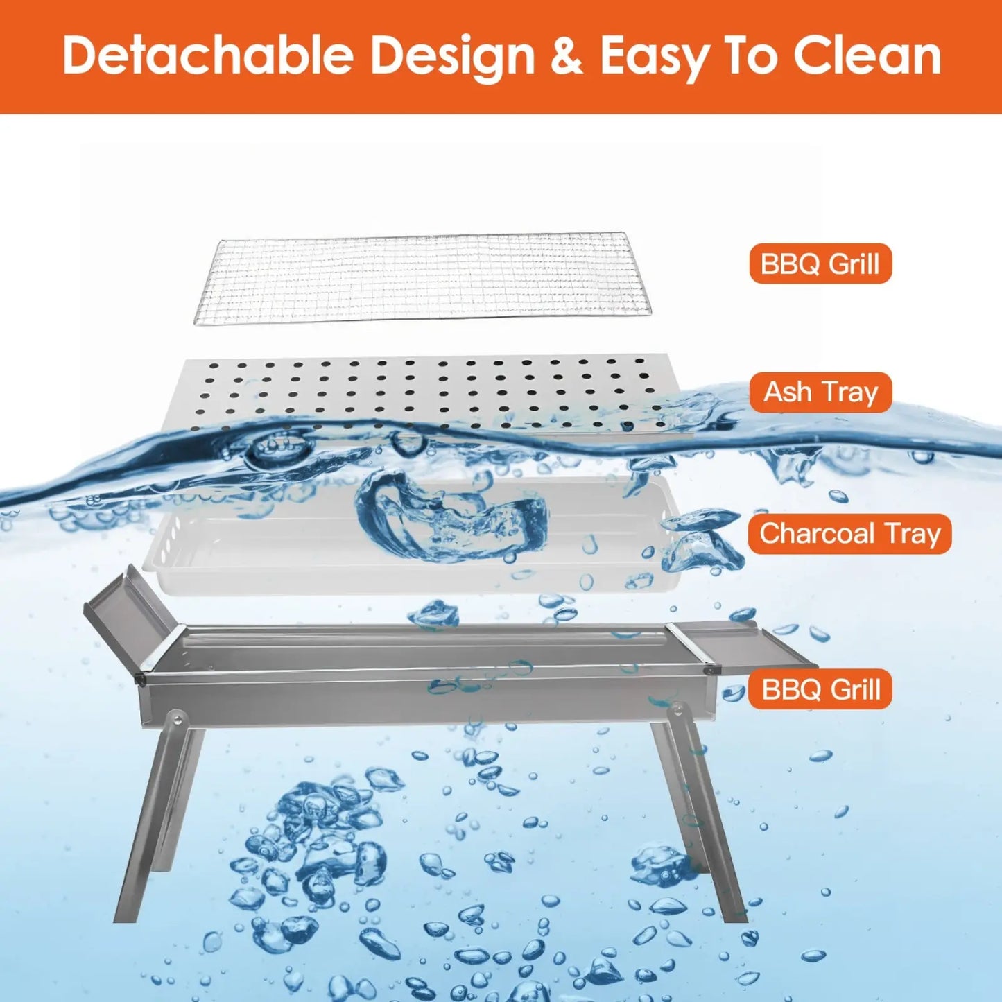Portable Charcoal Bbq Grill Foldable Stainless Steel Net