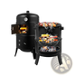 Portable Iron Charcoal Smoker Grill with Thermometer