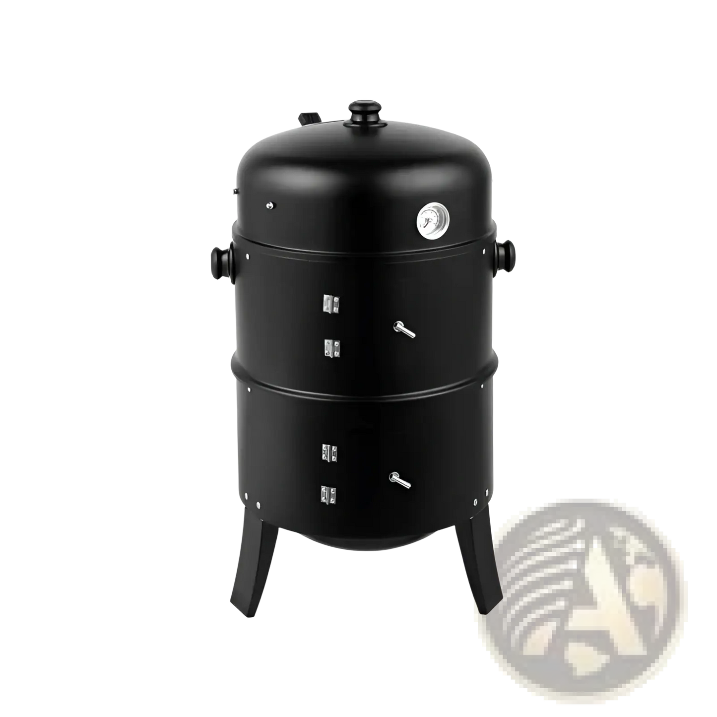 Portable Iron Charcoal Smoker Grill with Thermometer