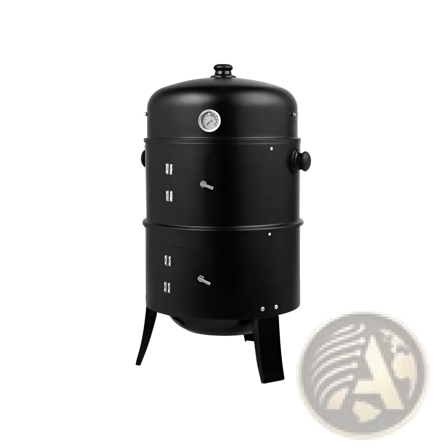 Portable Iron Charcoal Smoker Grill with Thermometer