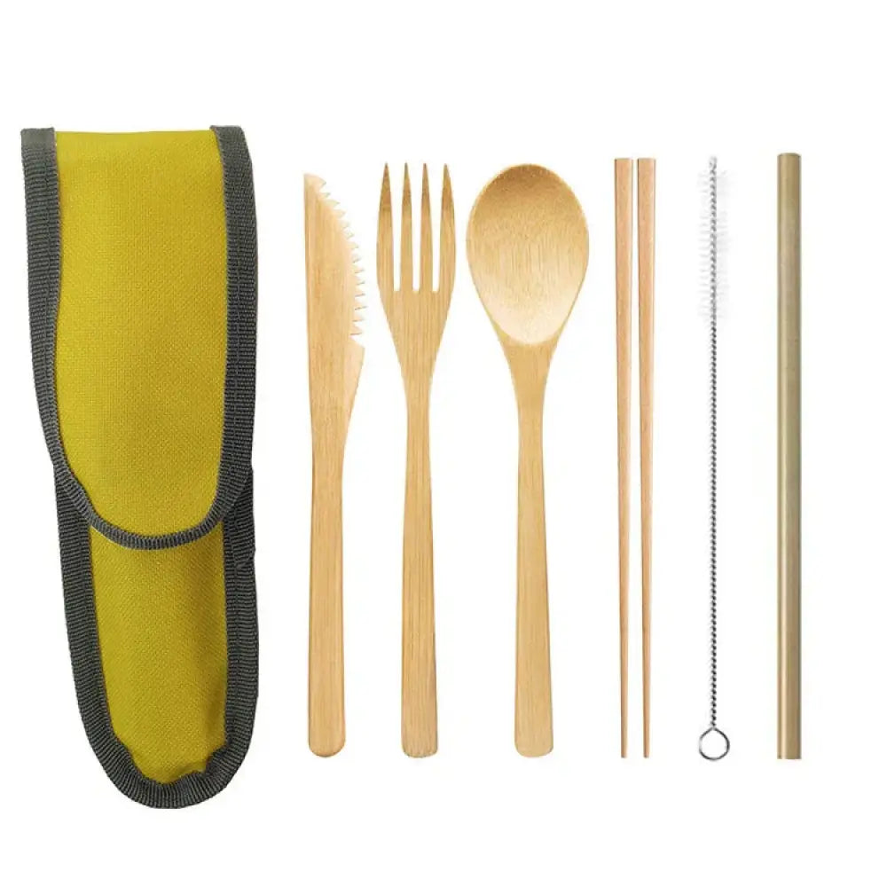 Sustainable Bamboo and Stainless Steel Travel Cutlery Set