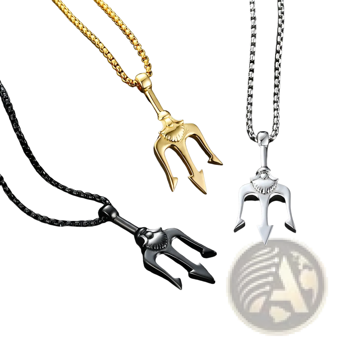 Poseidon Trident Pendant Necklace in Titanium Steel