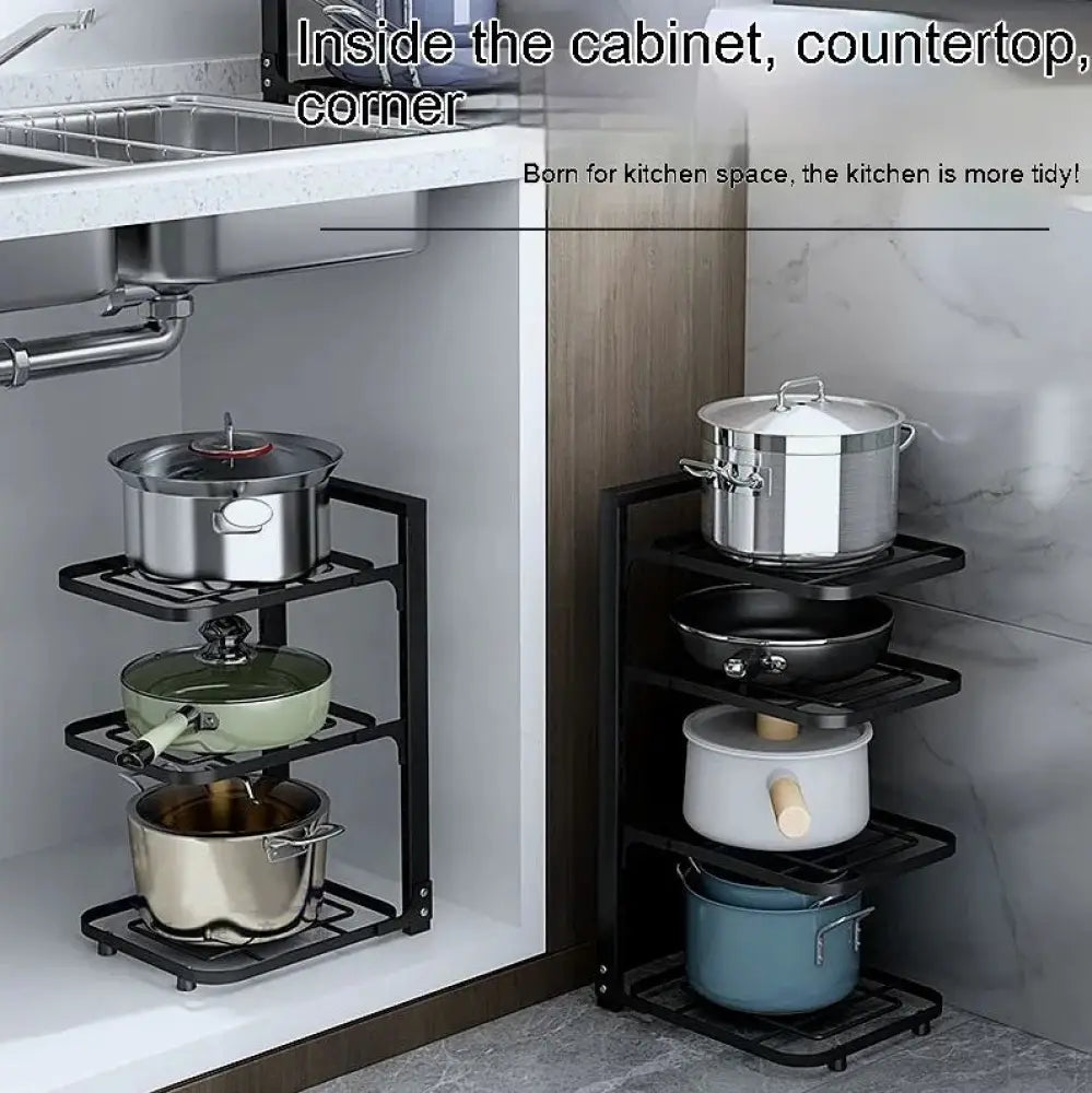 3-tier Adjustable Stainless Steel Pot and Pan Organizer