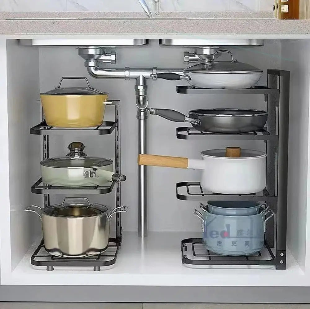 3-tier Adjustable Stainless Steel Pot and Pan Organizer