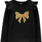 Carter's Toddler Girls Sequin Bow Top Black Size 4T SLIM
