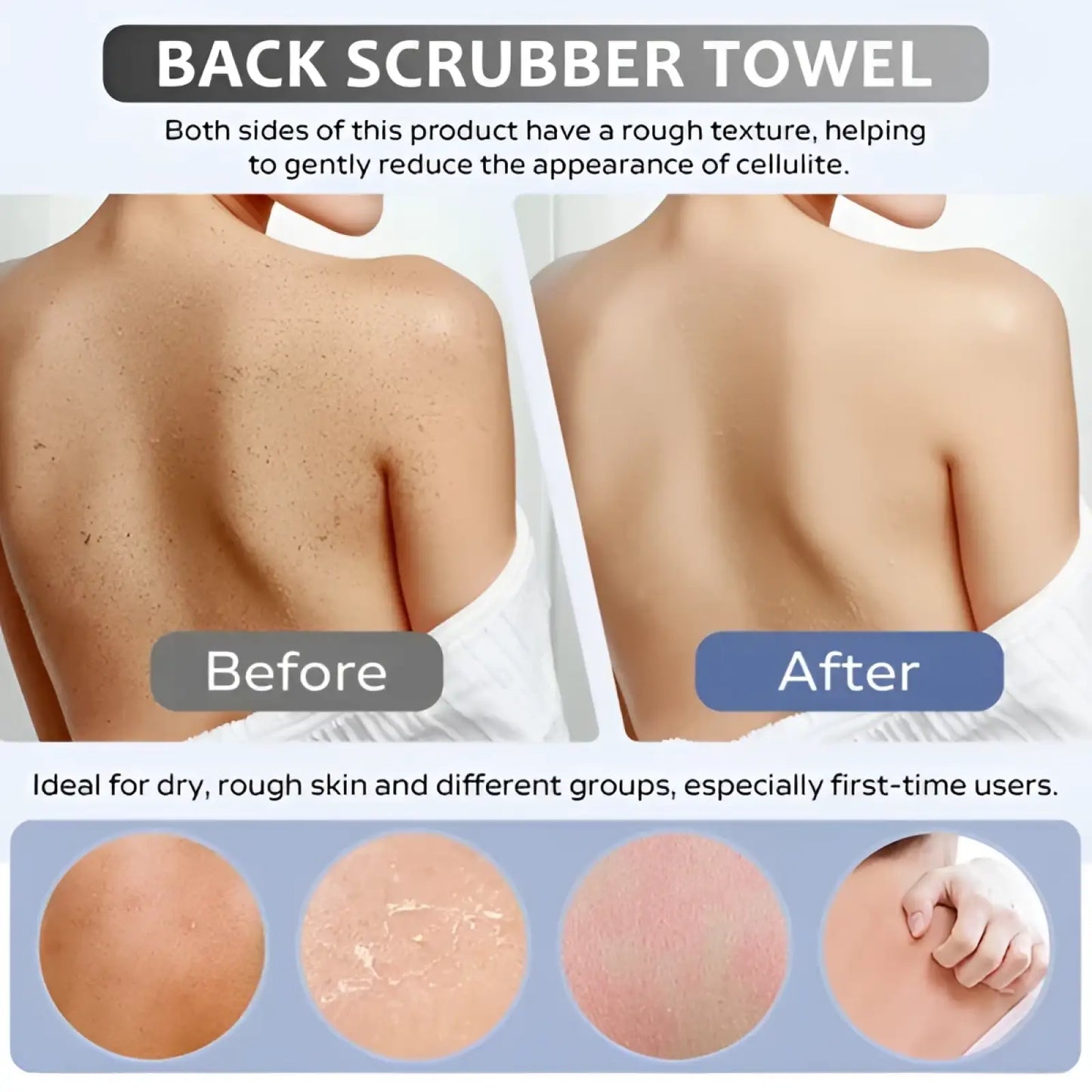 Premium Bamboo Fiber Exfoliating Back Scrubber Towel
