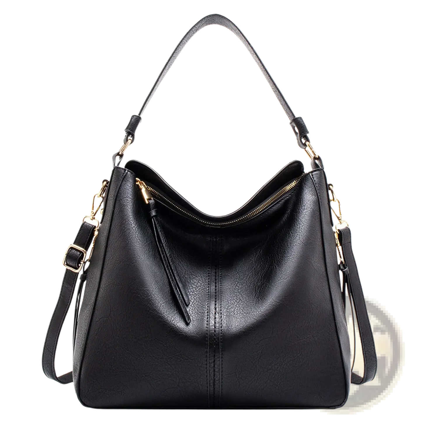 Premium Brown Leather Hobo Crossbody Bag with Gold Hardware