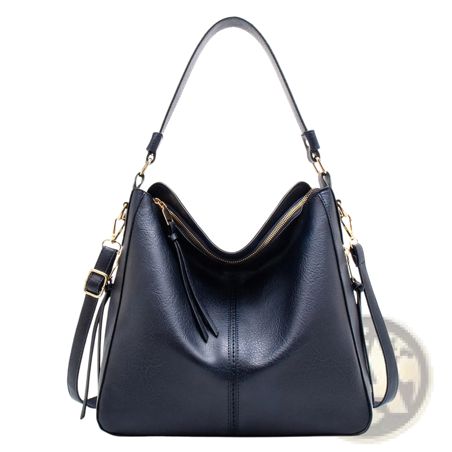 Premium Brown Leather Hobo Crossbody Bag with Gold Hardware