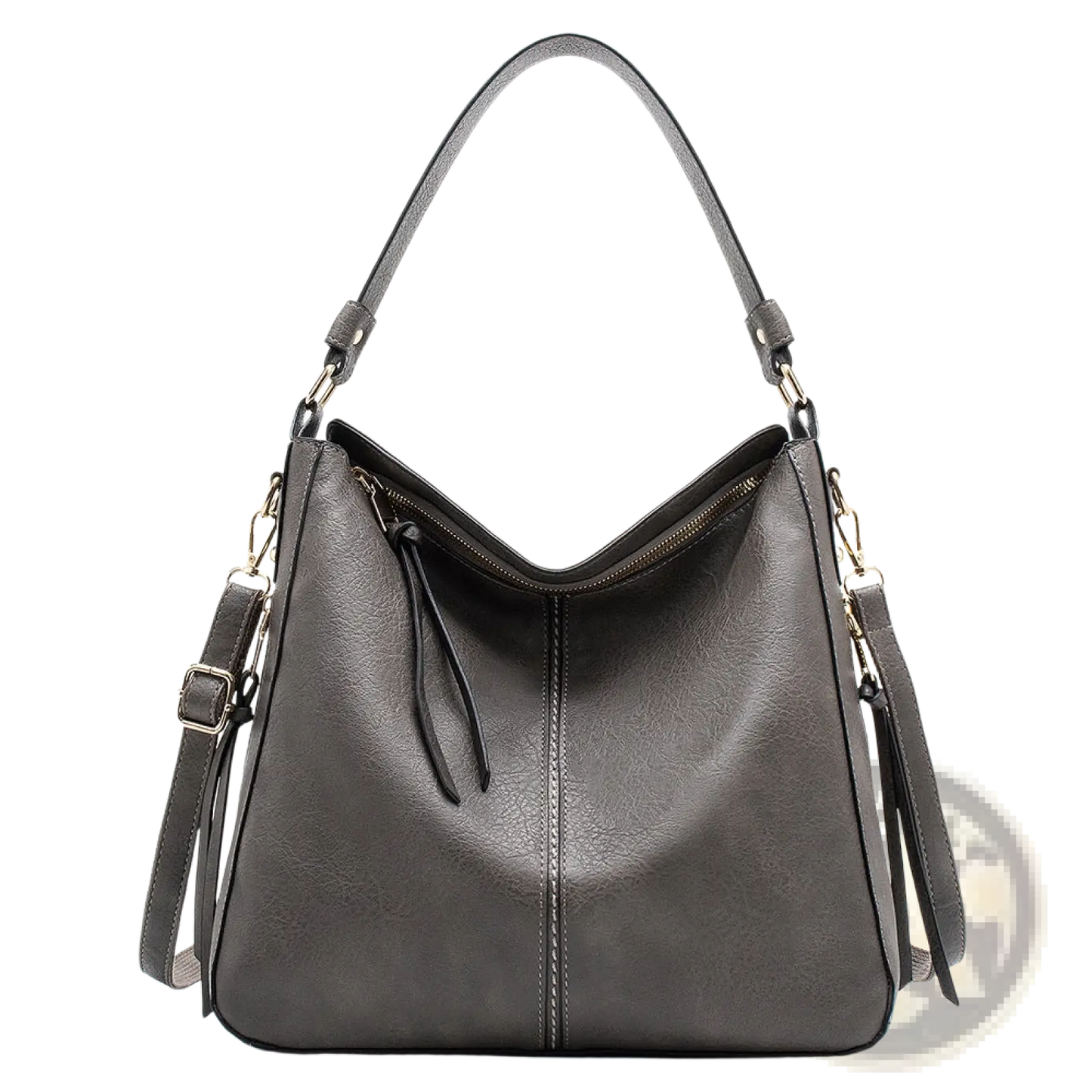 Premium Brown Leather Hobo Crossbody Bag with Gold Hardware