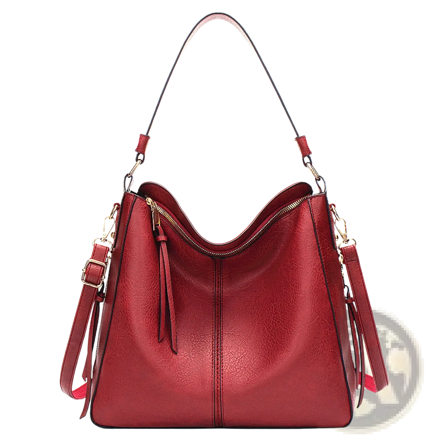 Premium Brown Leather Hobo Crossbody Bag with Gold Hardware
