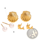 Premium Gold Plated Crystal and Shell Stud Earring Set
