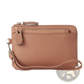Premium Textured Leather Wristlet Wallet with Gold Hardware