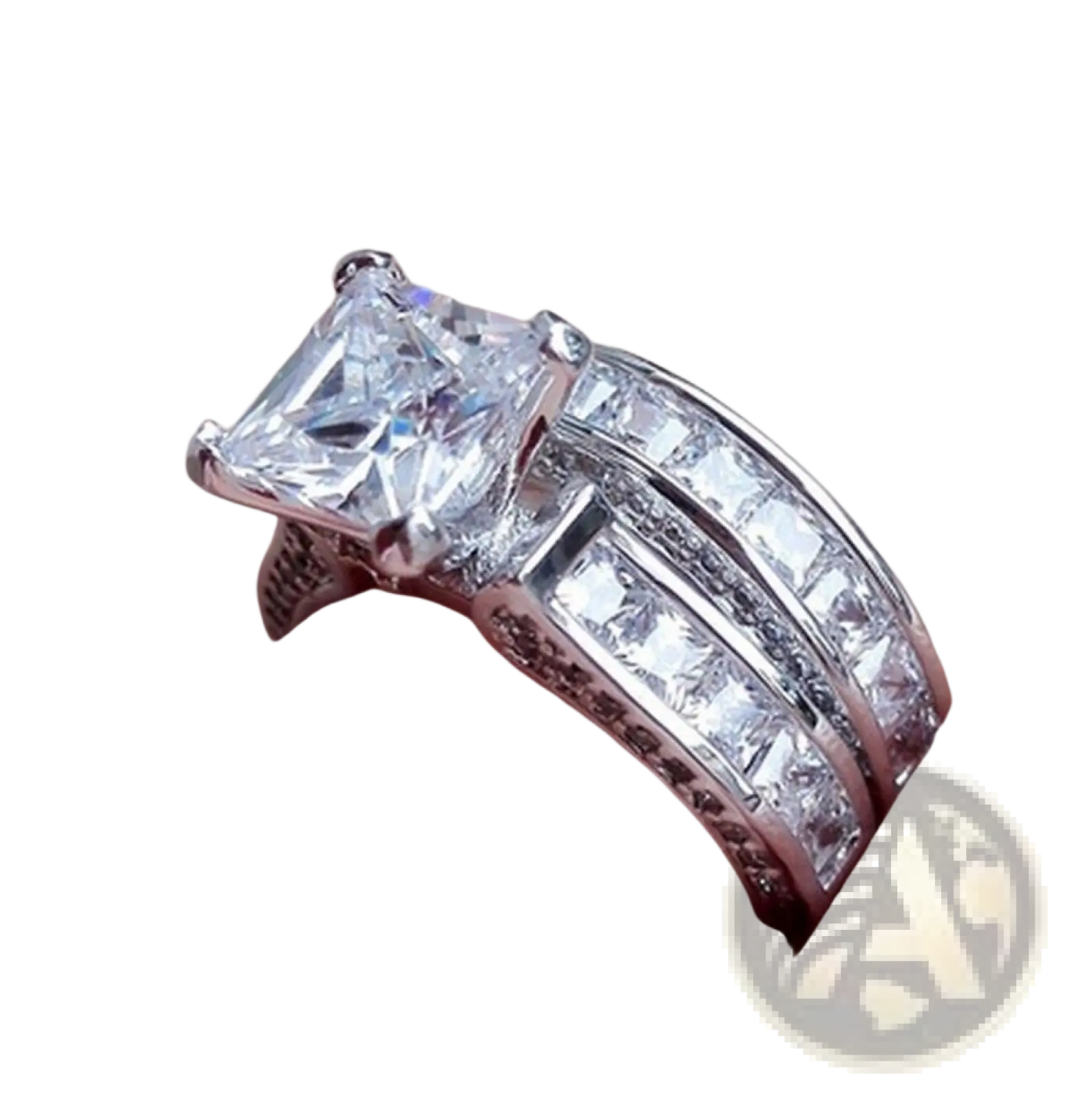 Princess Cut Cz Silver Couple Anniversary Ring Set