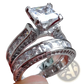 Princess Cut Cz Silver Couple Anniversary Ring Set