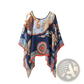 Printed Silk Patterned Pullover Shawl Cape Outerwear