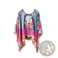Printed Silk Patterned Pullover Shawl Cape Outerwear