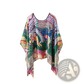 Printed Silk Patterned Pullover Shawl Cape Outerwear