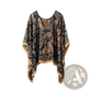 Printed Silk Patterned Pullover Shawl Cape Outerwear
