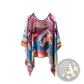 Printed Silk Patterned Pullover Shawl Cape Outerwear