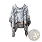 Printed Silk Patterned Pullover Shawl Cape Outerwear