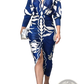 Printed V-neck Geometric Wrap Midi Dress