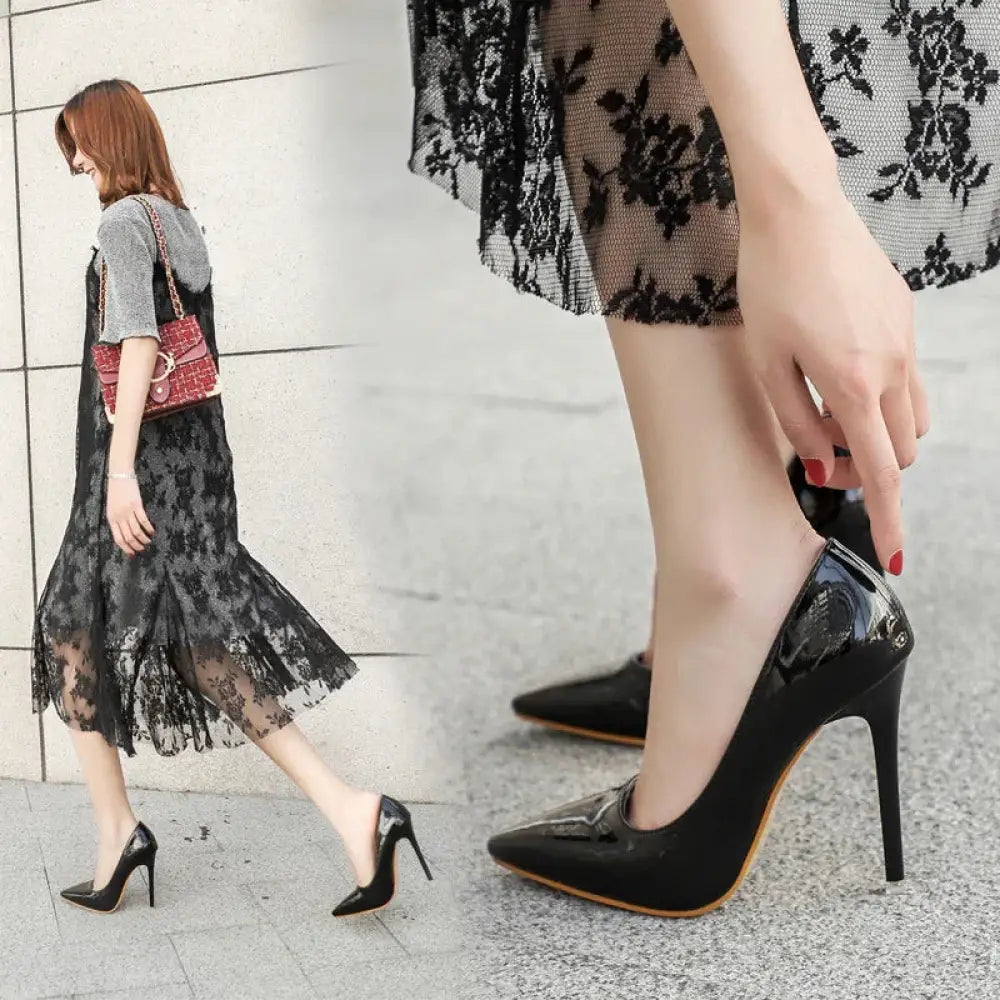 Patent Leather Pointed Toe Stiletto Pumps