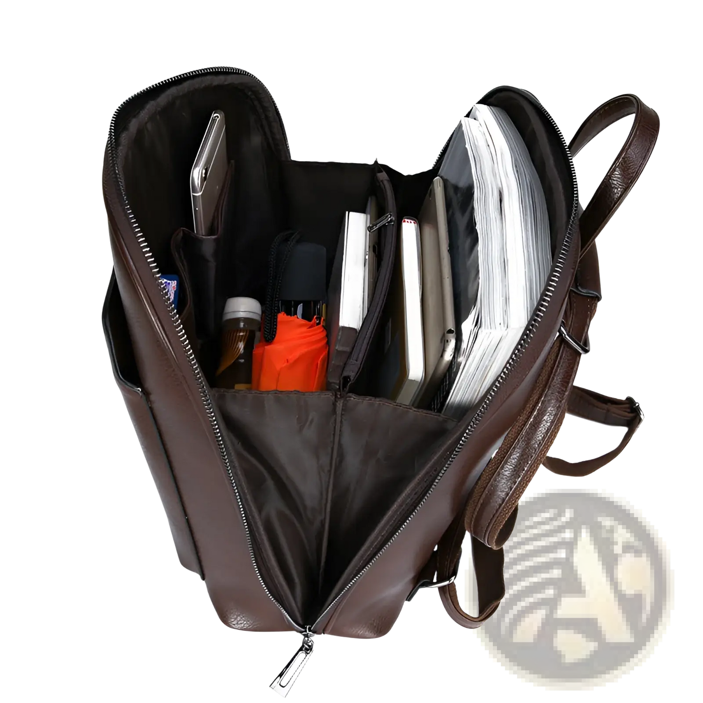 Pu Leather Anti-theft Backpack with Magazine Print