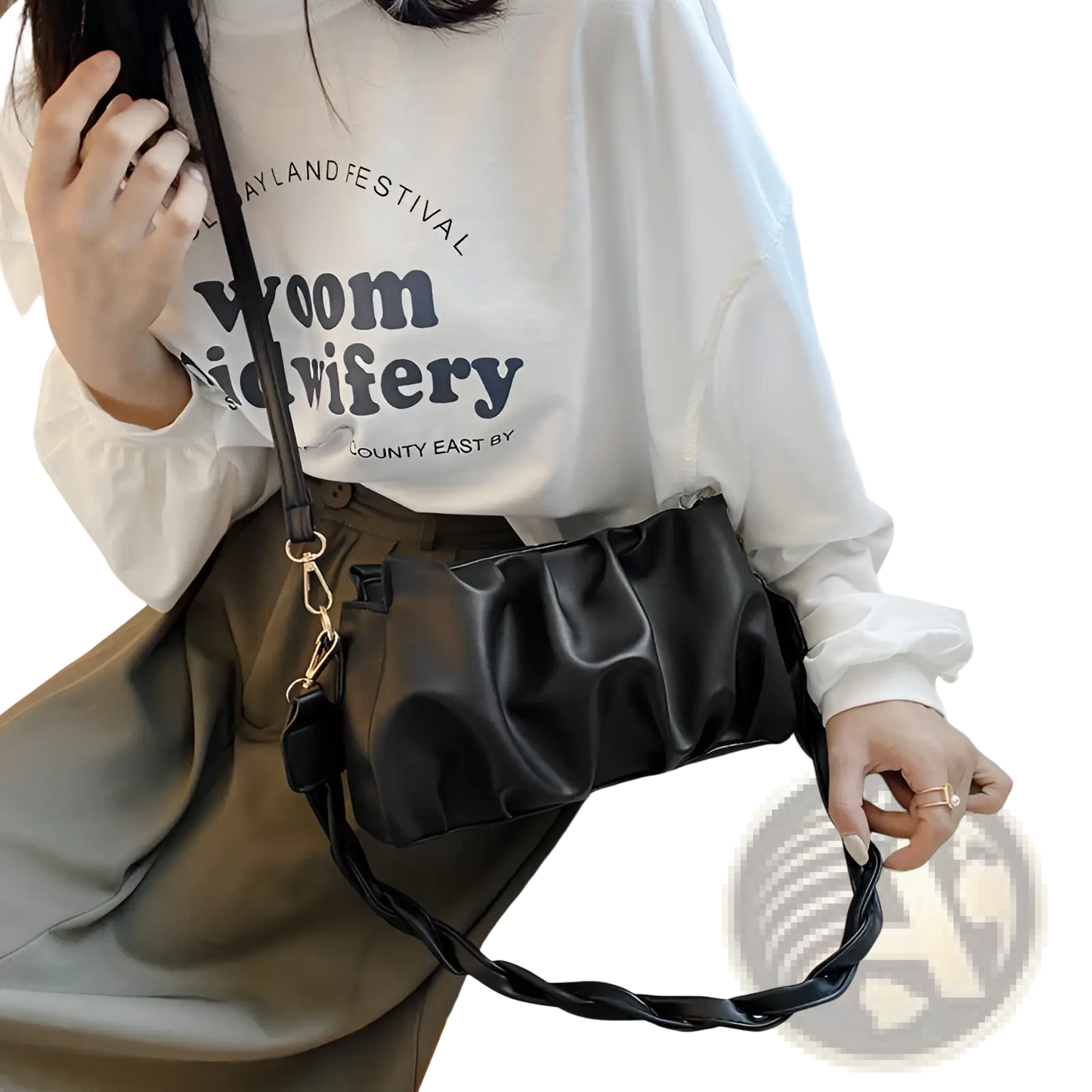 Pu Leather Pleated Crossbody Bag for Women