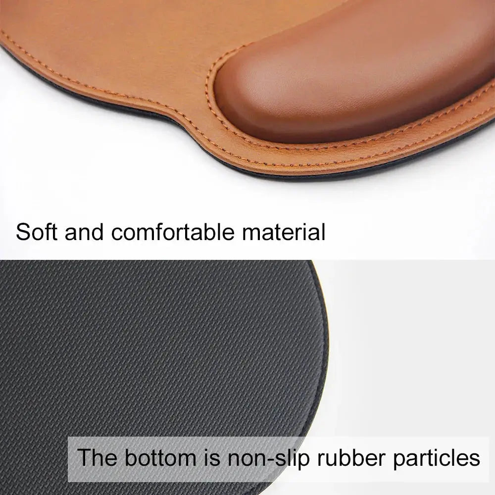 Ergonomic Pu Leather Mouse Pad with Wrist Support