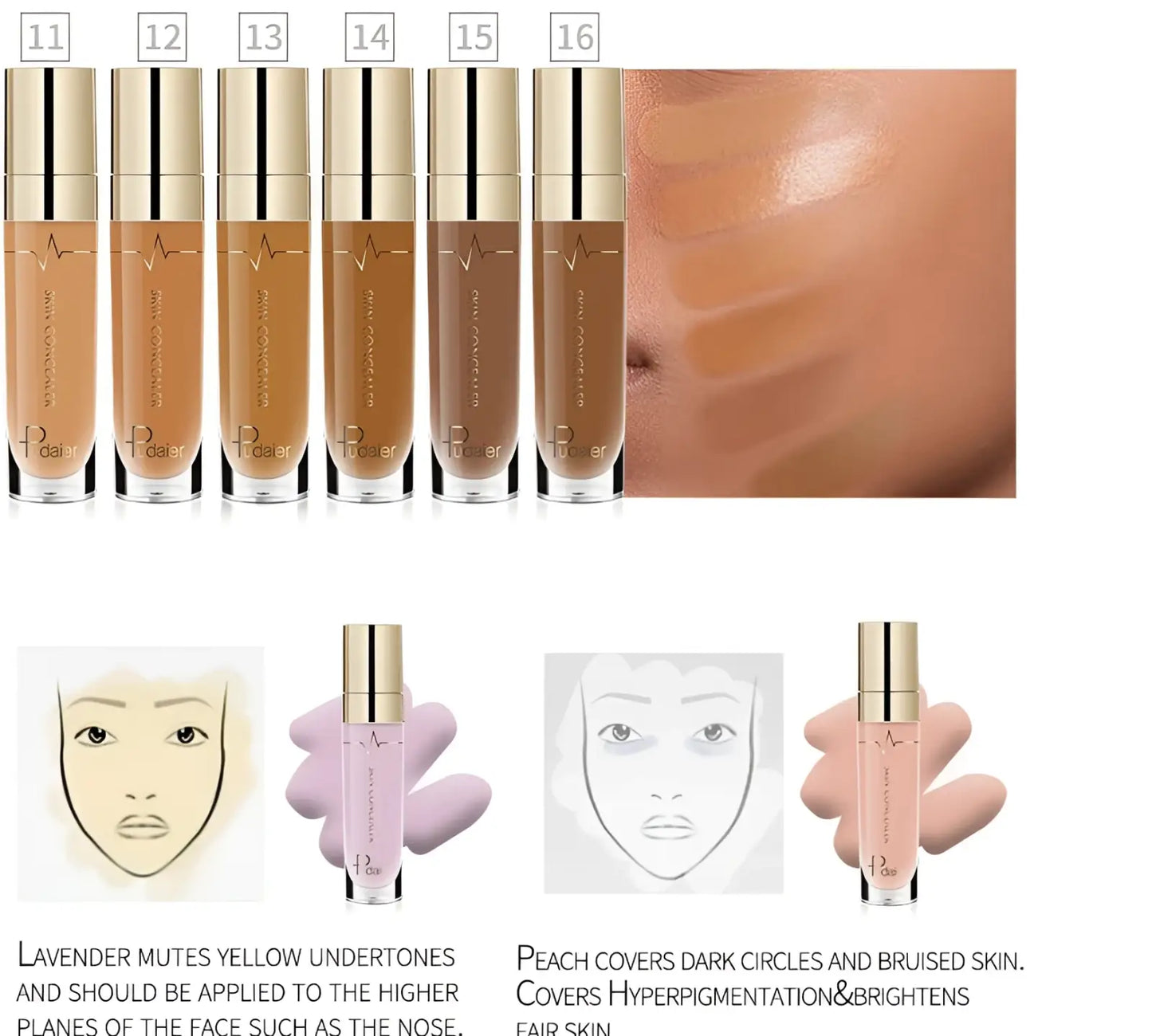 Pudaier Full Coverage Liquid Concealer Makeup 5ml
