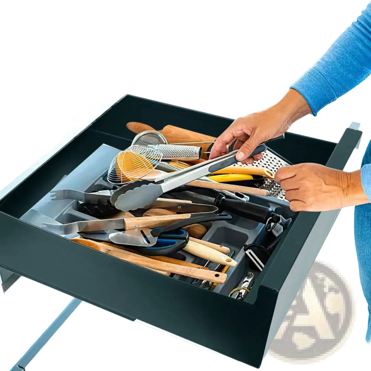 Pull out Cabinet Organizer Carbon Steel Drawer Black