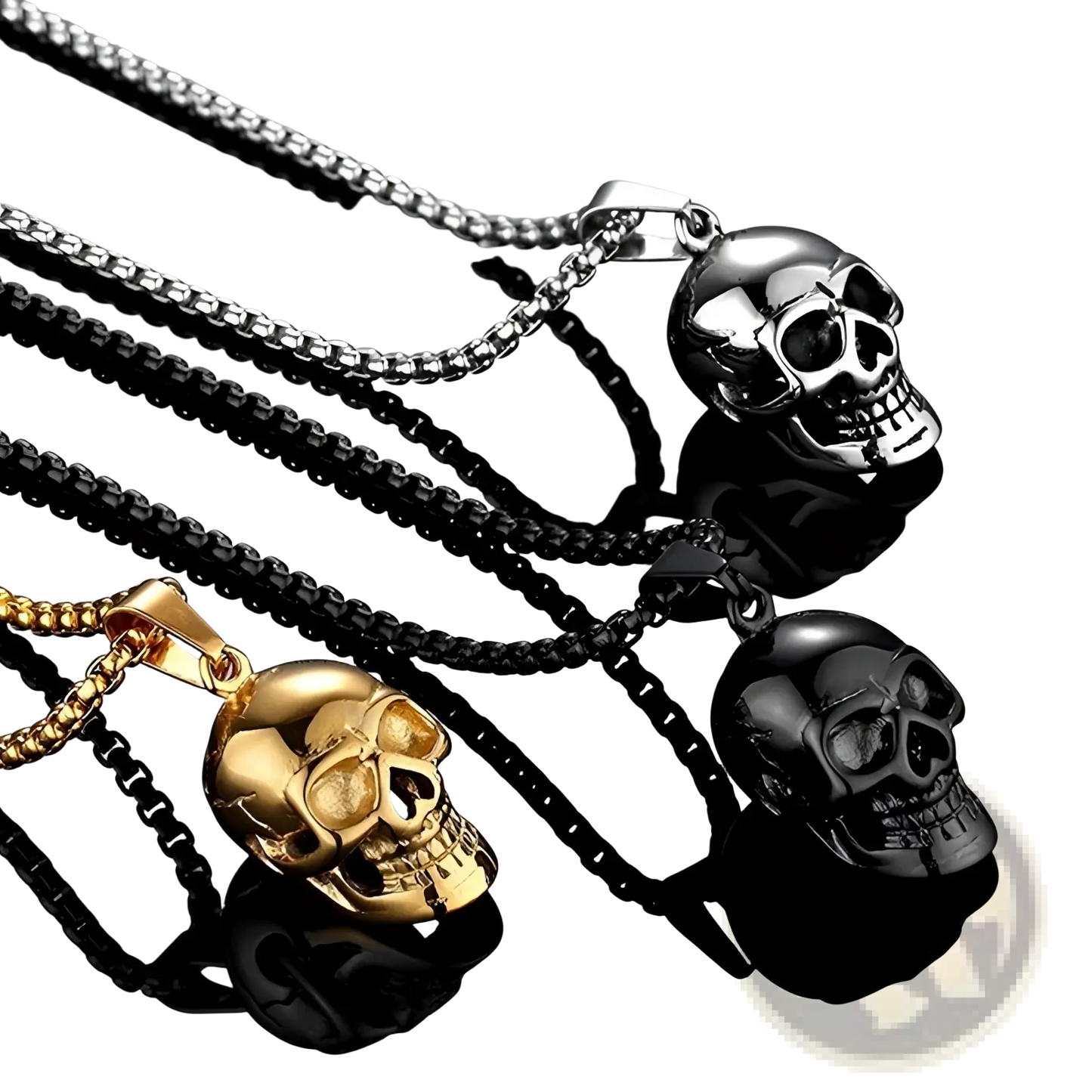 Punk Skull Pendant Titanium Steel Necklace for Men and Women