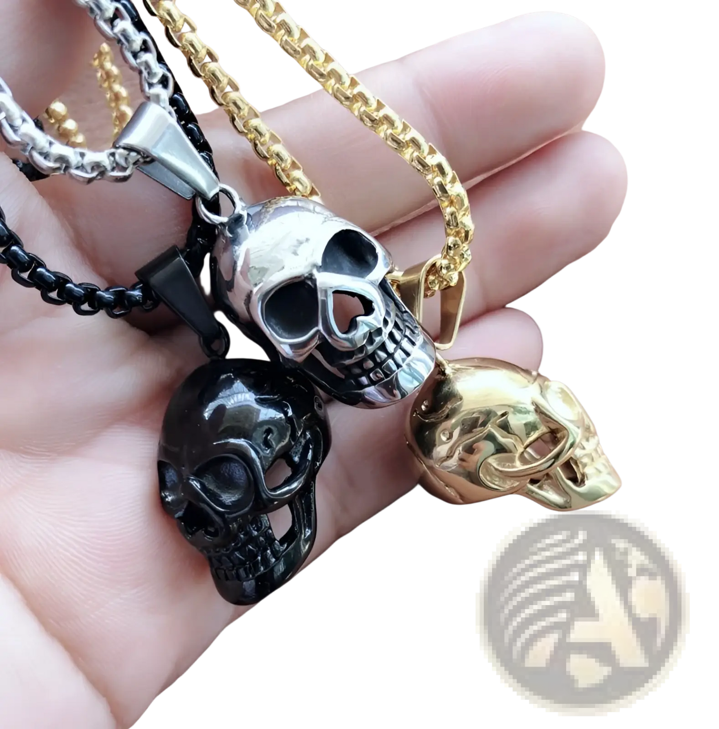 Punk Skull Pendant Titanium Steel Necklace for Men and Women