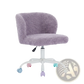 Purple Faux Fur Desk Chair with Colorful Wheels