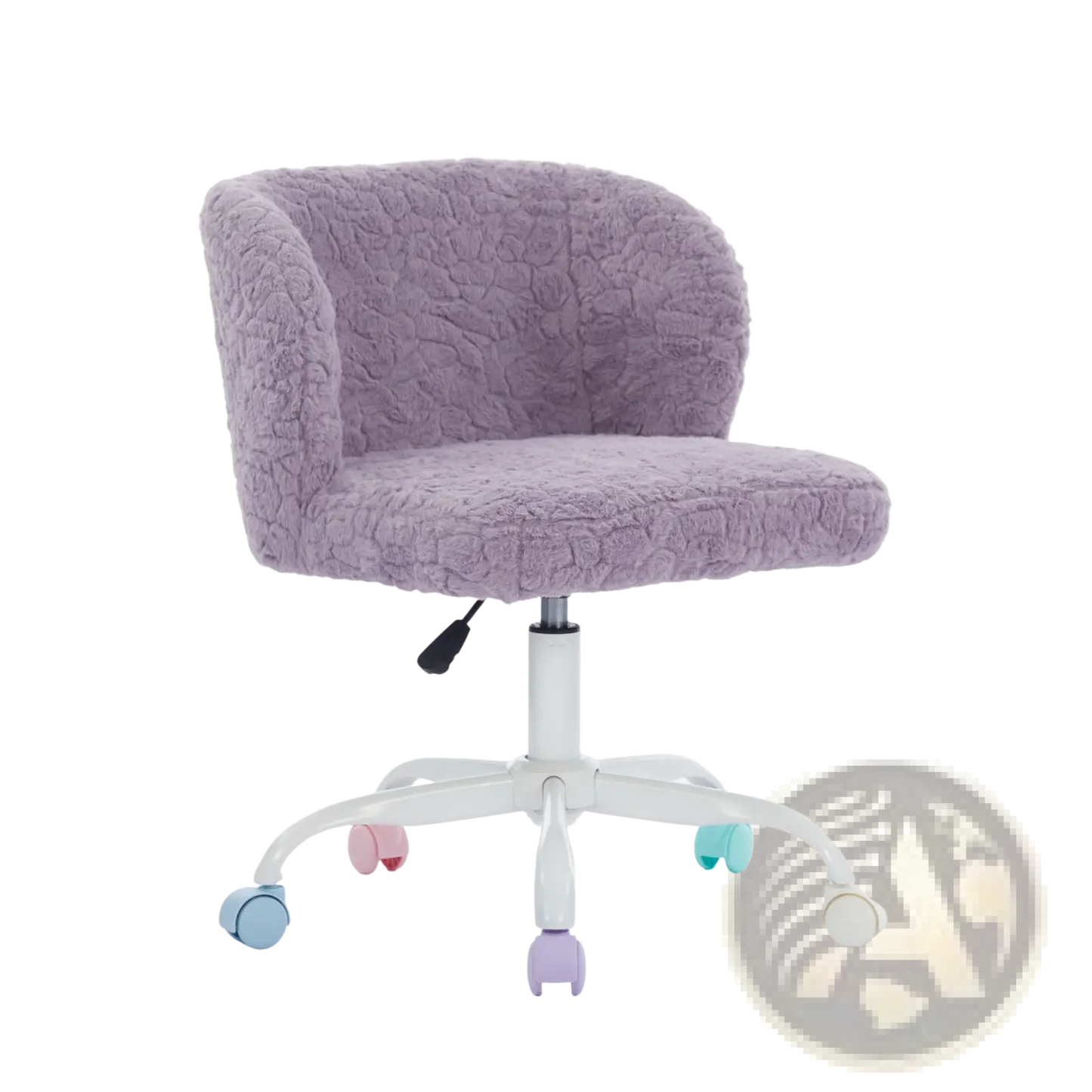 Purple Faux Fur Desk Chair with Colorful Wheels