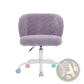 Purple Faux Fur Desk Chair with Colorful Wheels
