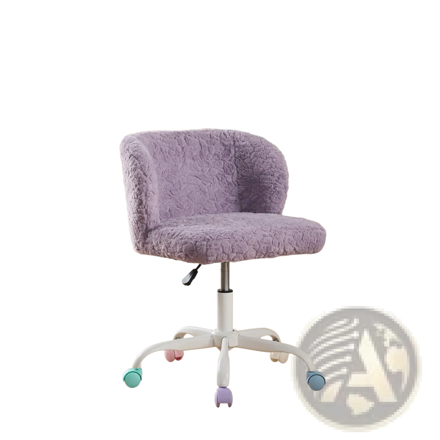 Purple Faux Fur Desk Chair with Colorful Wheels