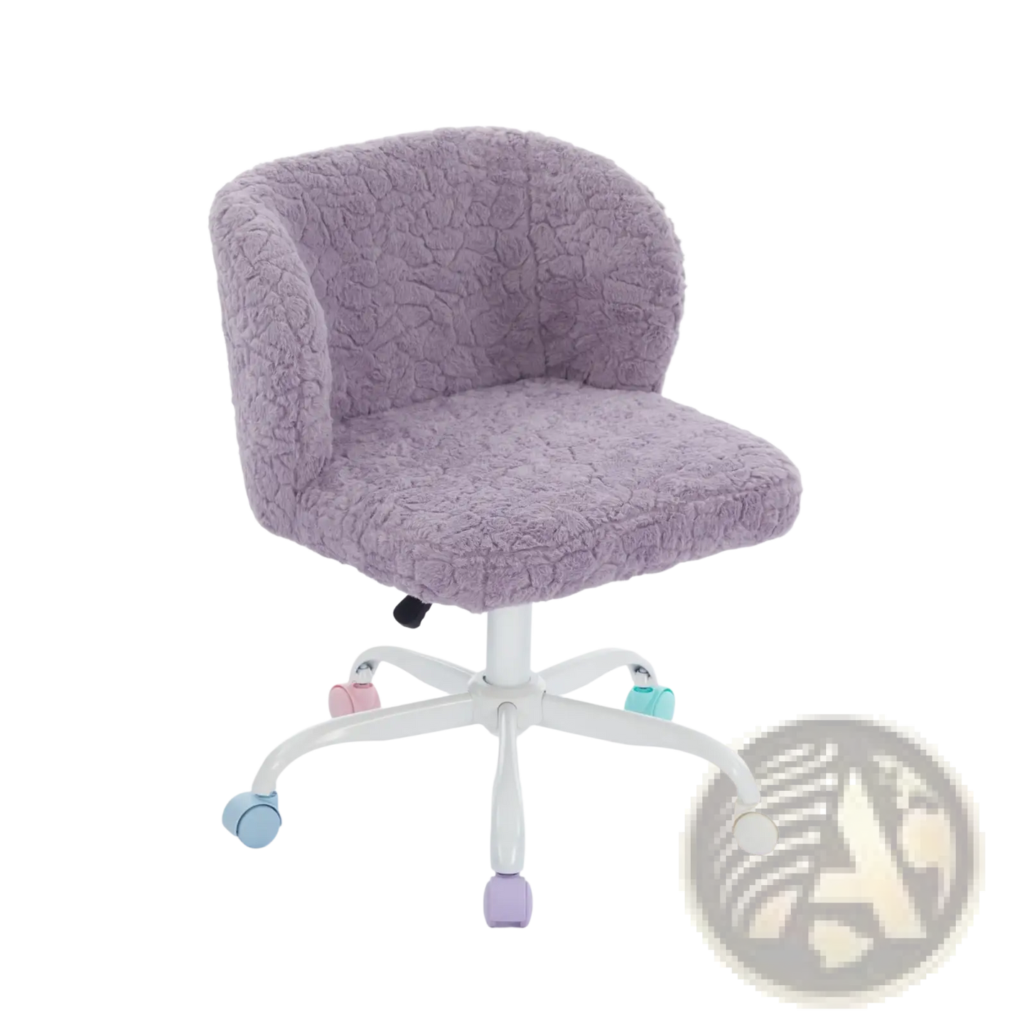 Purple Faux Fur Desk Chair with Colorful Wheels