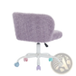 Purple Faux Fur Desk Chair with Colorful Wheels