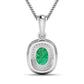 1.50 Carat Genuine Zambian Emerald and White Diamond 14K White Gold Pendant
