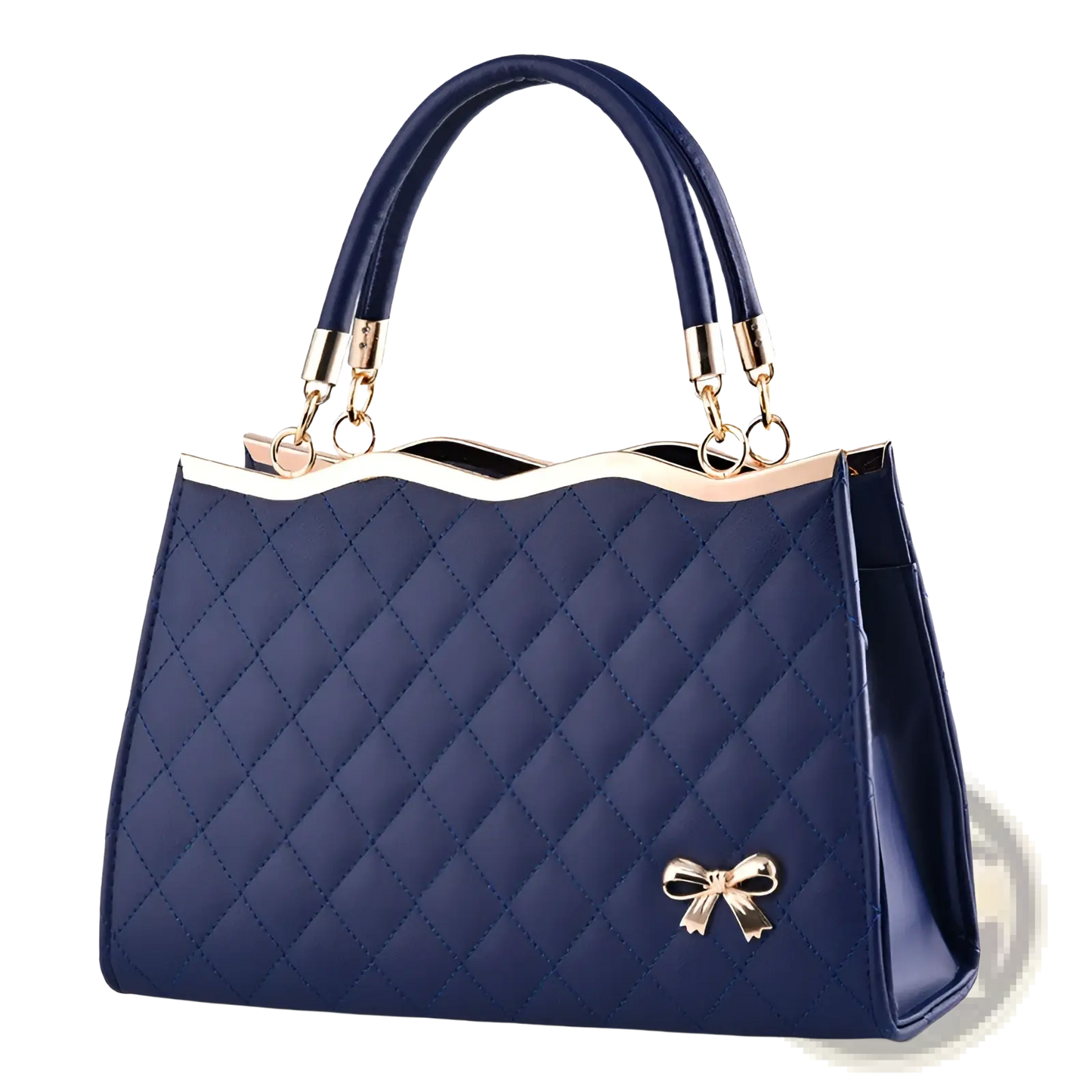 Quilted Bow Crossbody Handbag with Gold Hardware
