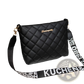 Quilted Chain Messenger Bag with Striped Crossbody Strap