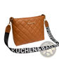 Quilted Chain Messenger Bag with Striped Crossbody Strap