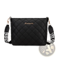 Quilted Chain Messenger Bag with Striped Crossbody Strap